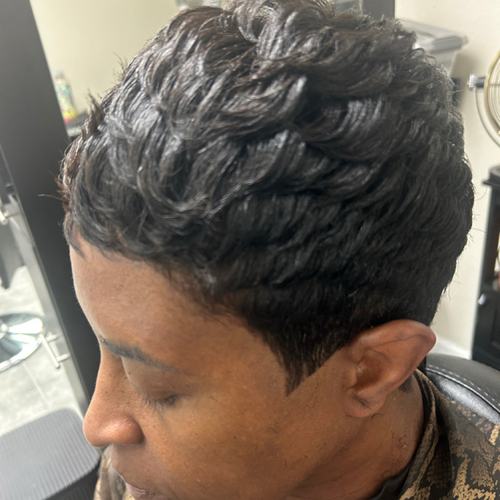 Sculpted black pixie